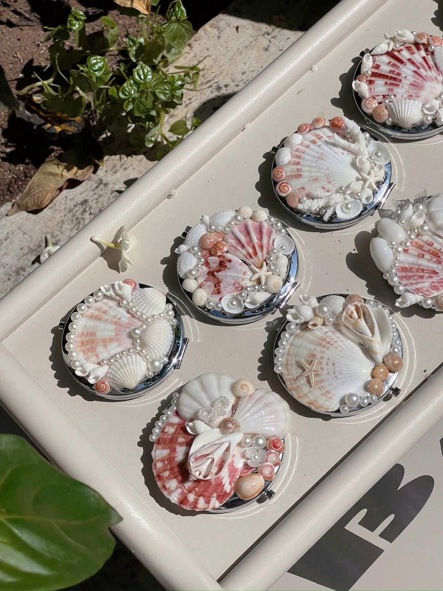 Handmade Seashell Compact Mirror