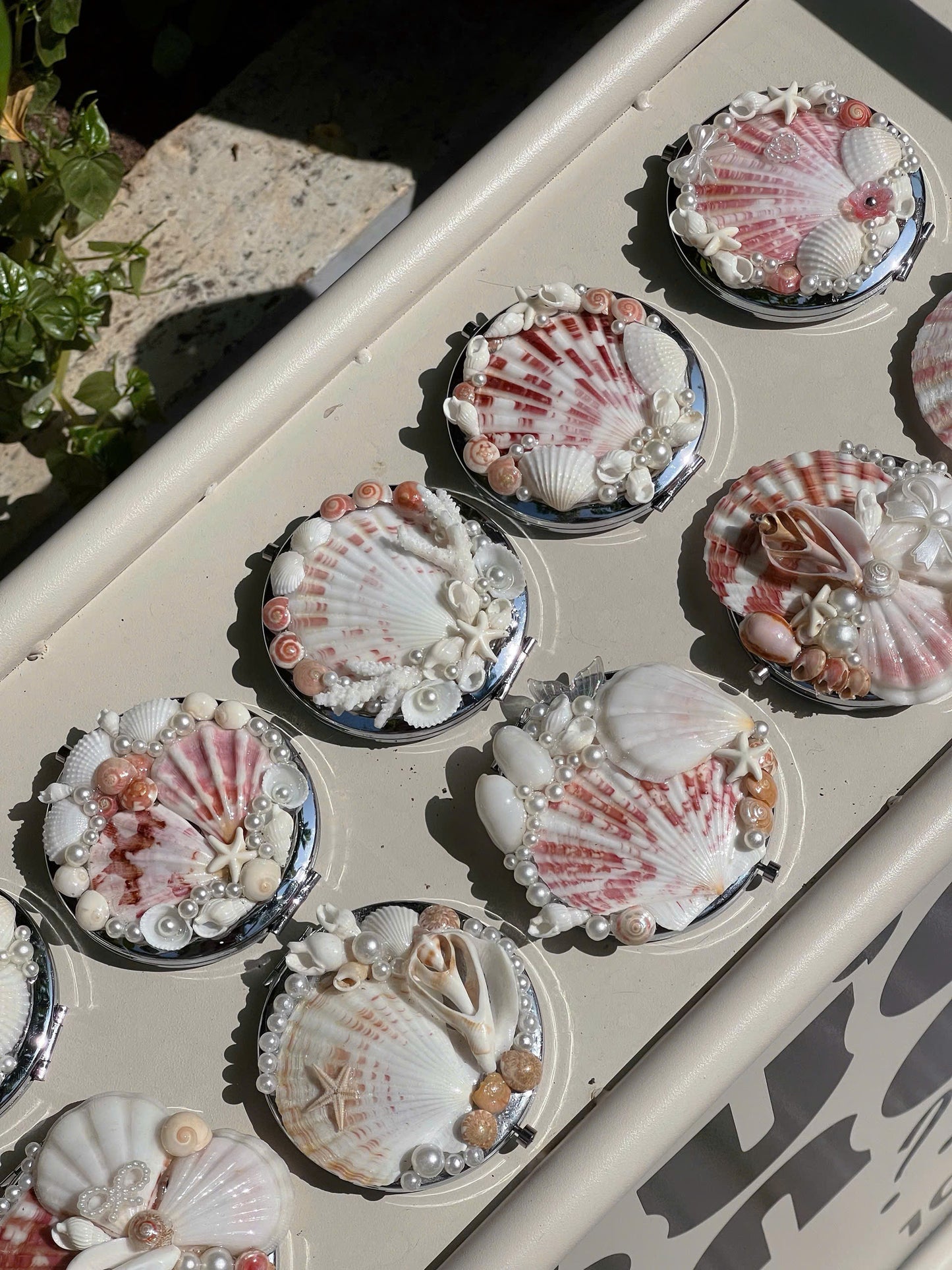 Handmade Seashell Compact Mirror